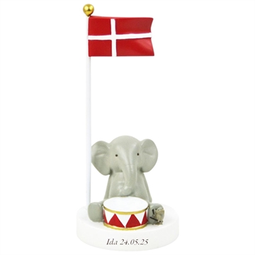 Bordflag med elefant og gratis navnegravering